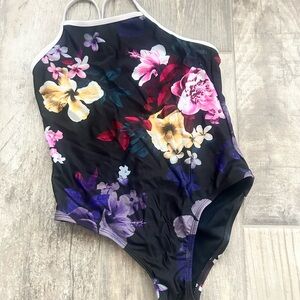 Wonder Nation Black Floral Kids Swimsuit